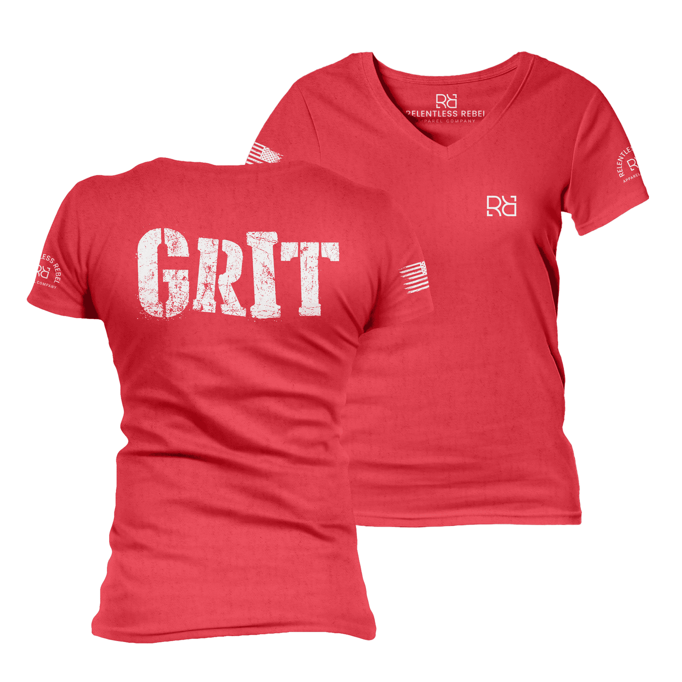 Grit Heather Red Women's VNeck Tee