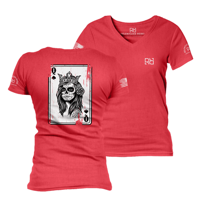 Rebel Queen Rebel Ace Heather Red Women's VNeck Tee