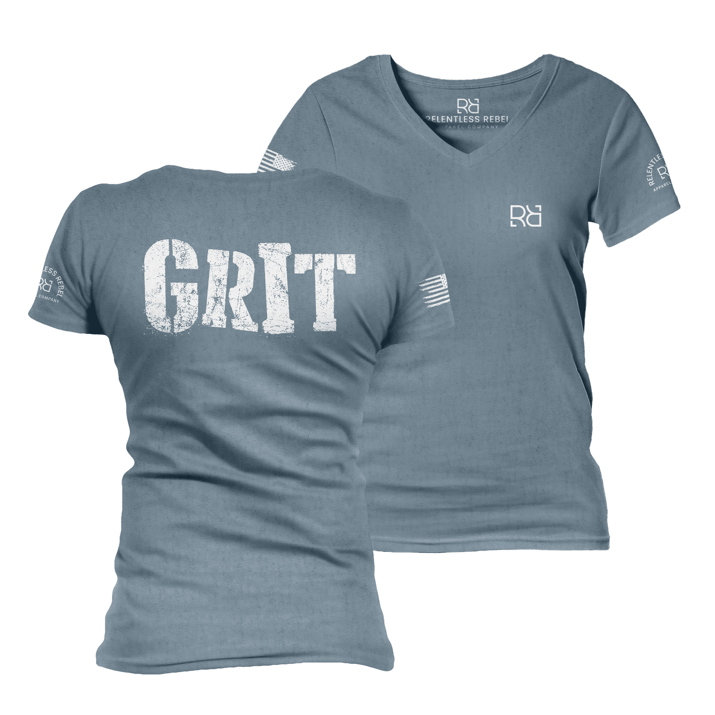 Grit Heather Slate Women's VNeck Tee