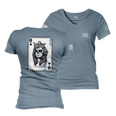 Rebel Queen Rebel Ace Heather Slate Women's VNeck Tee