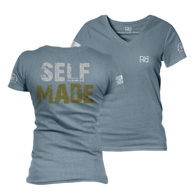 Heather Slate Self Made Women's V-Neck Tee