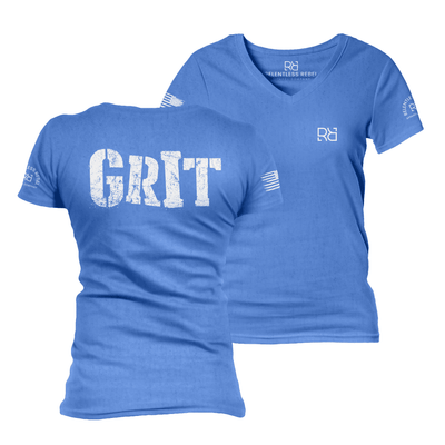 Grit Heather True Royal Women's VNeck Tee