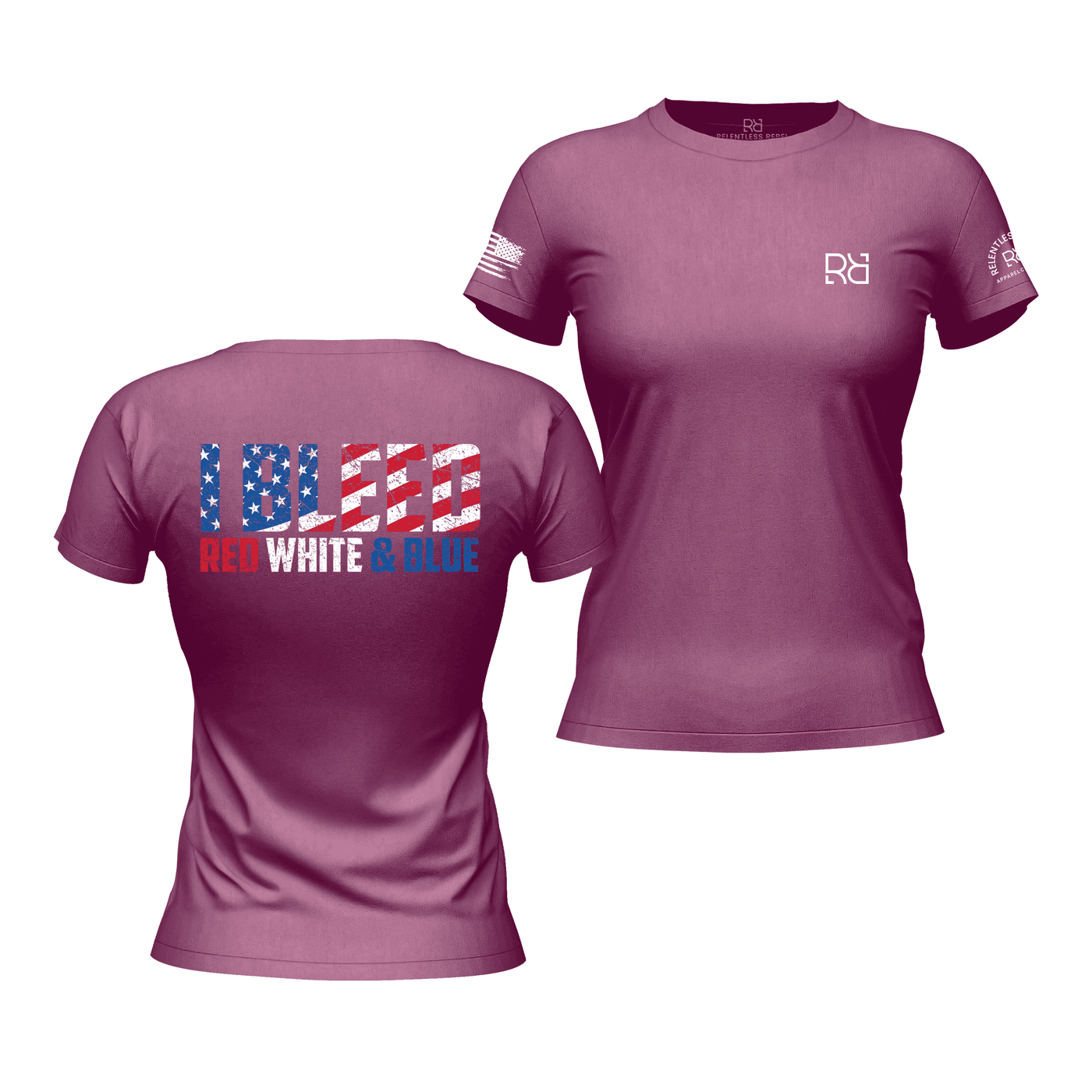 I Bleed Red White and Blue Heather Magenta Women's Tee