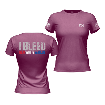 I Bleed Red White and Blue Heather Magenta Women's Tee