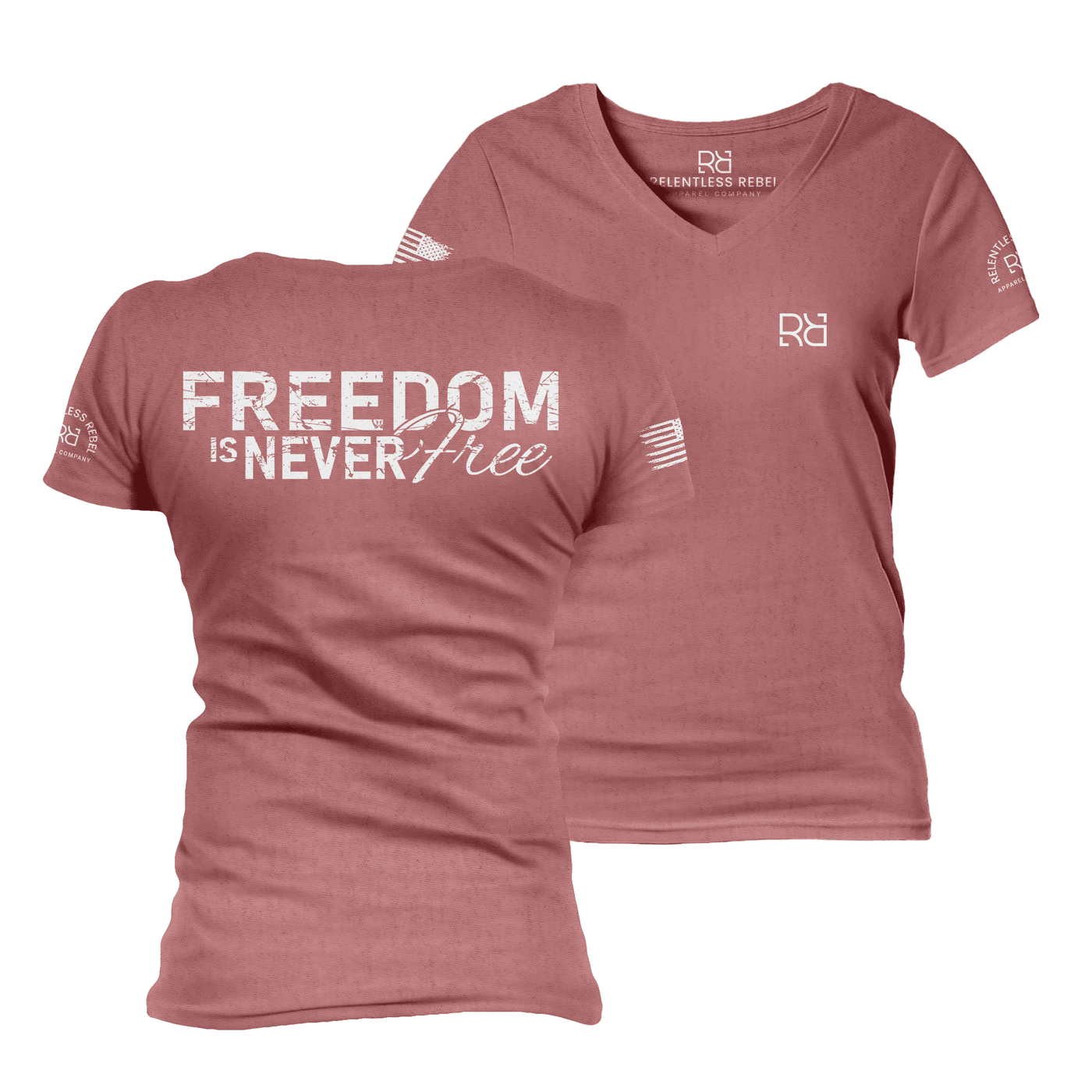 Freedom is Never Free Heather Mauve Women's VNeck Tee