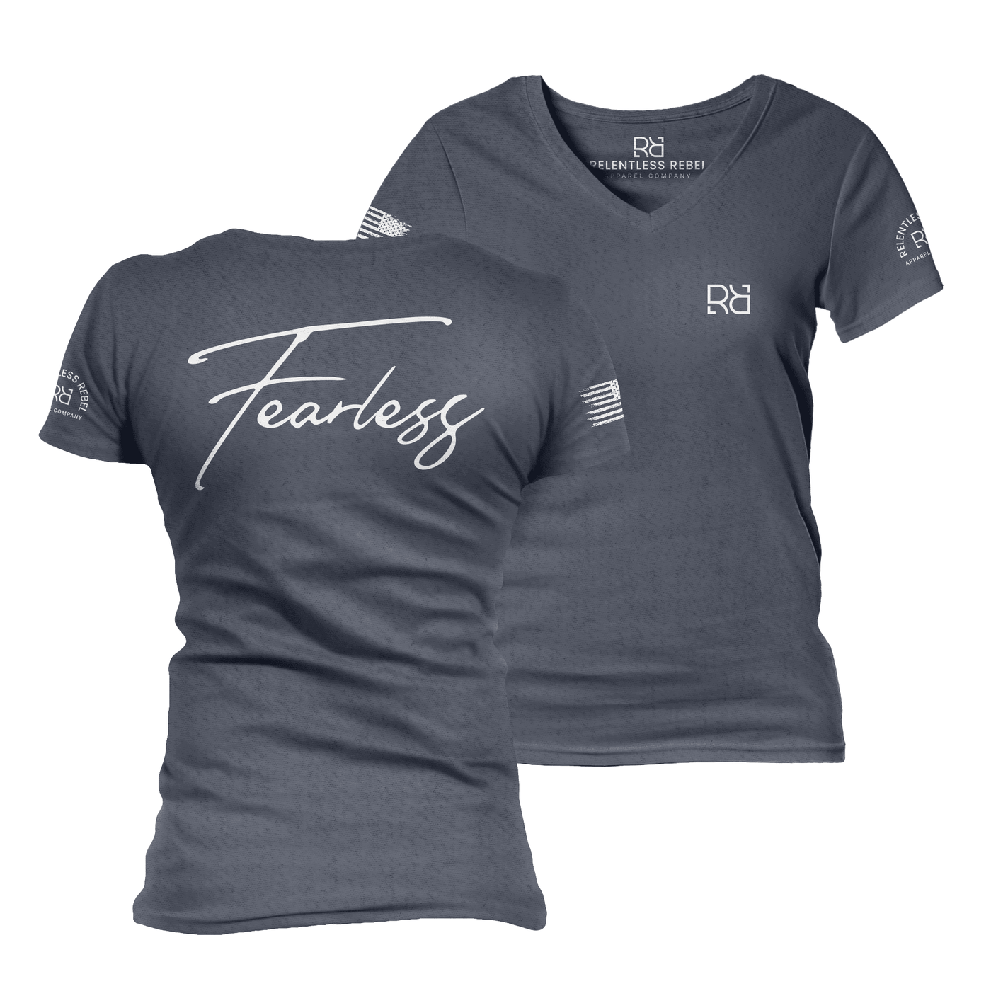 Fearless Heather Navy Women's VNeck Tee