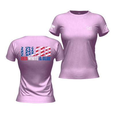 I Bleed Red White and Blue Heather Prism Lilac Women's Tee