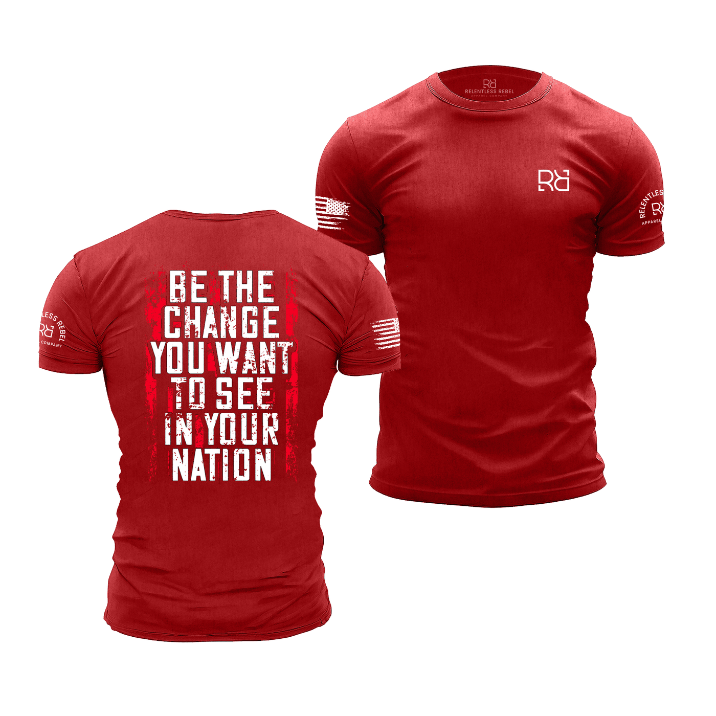 Heather Red Men's Be The Change Back Design Tee