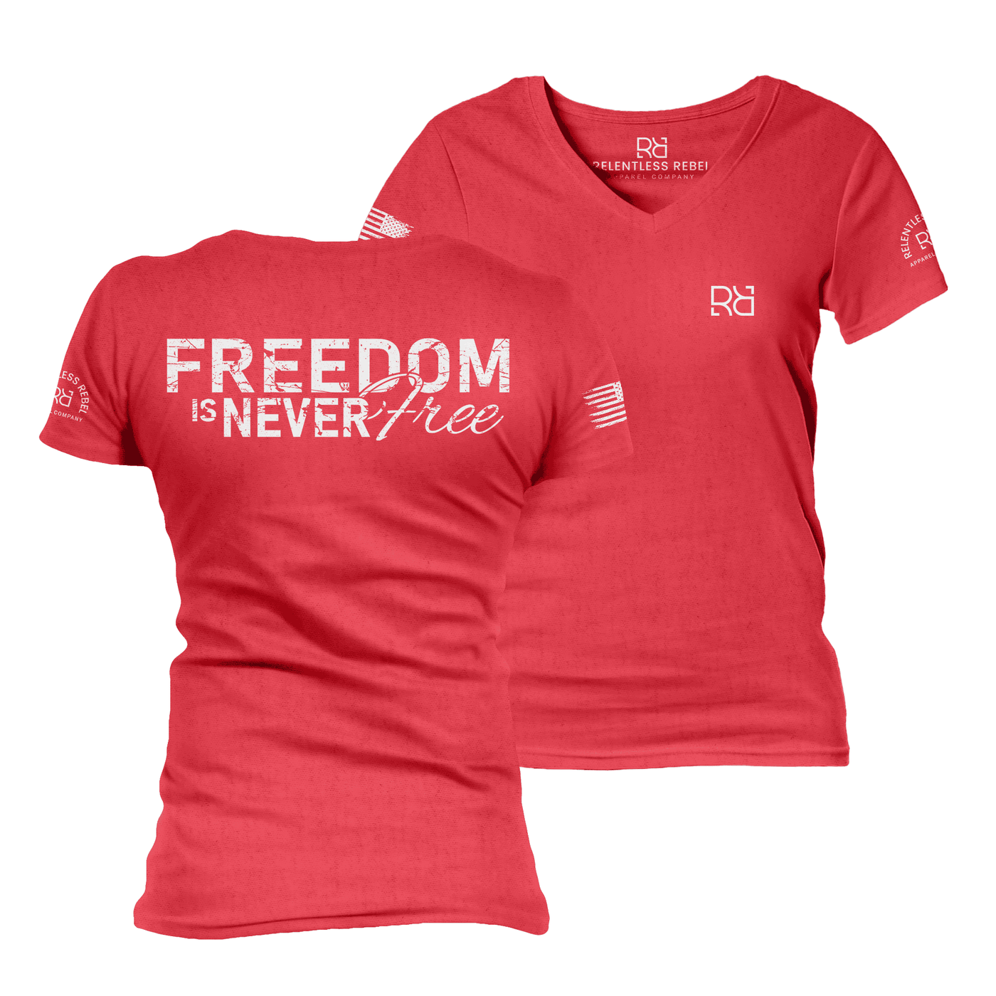 Freedom is Never Free Heather Red Women's VNeck Tee