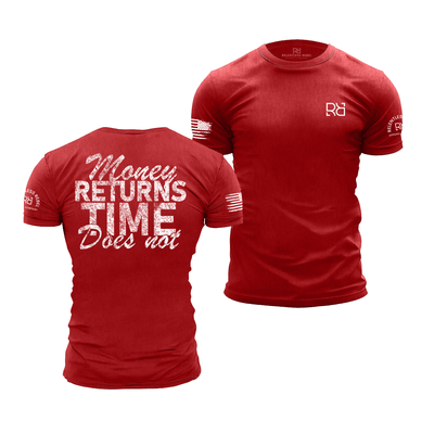 Heather Red Men's Money Returns Time Does Not Back Design Tee