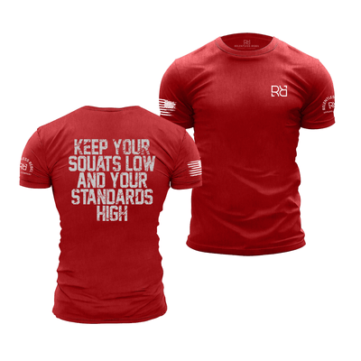 Heather Red Men's Keep Your Squats Low and Your Standards High Back Design Tee