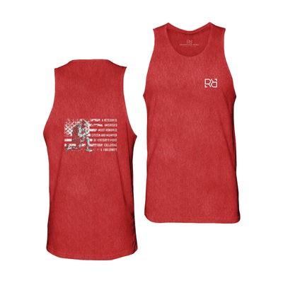 Heather Red Men's A Veteran Back Design Tank