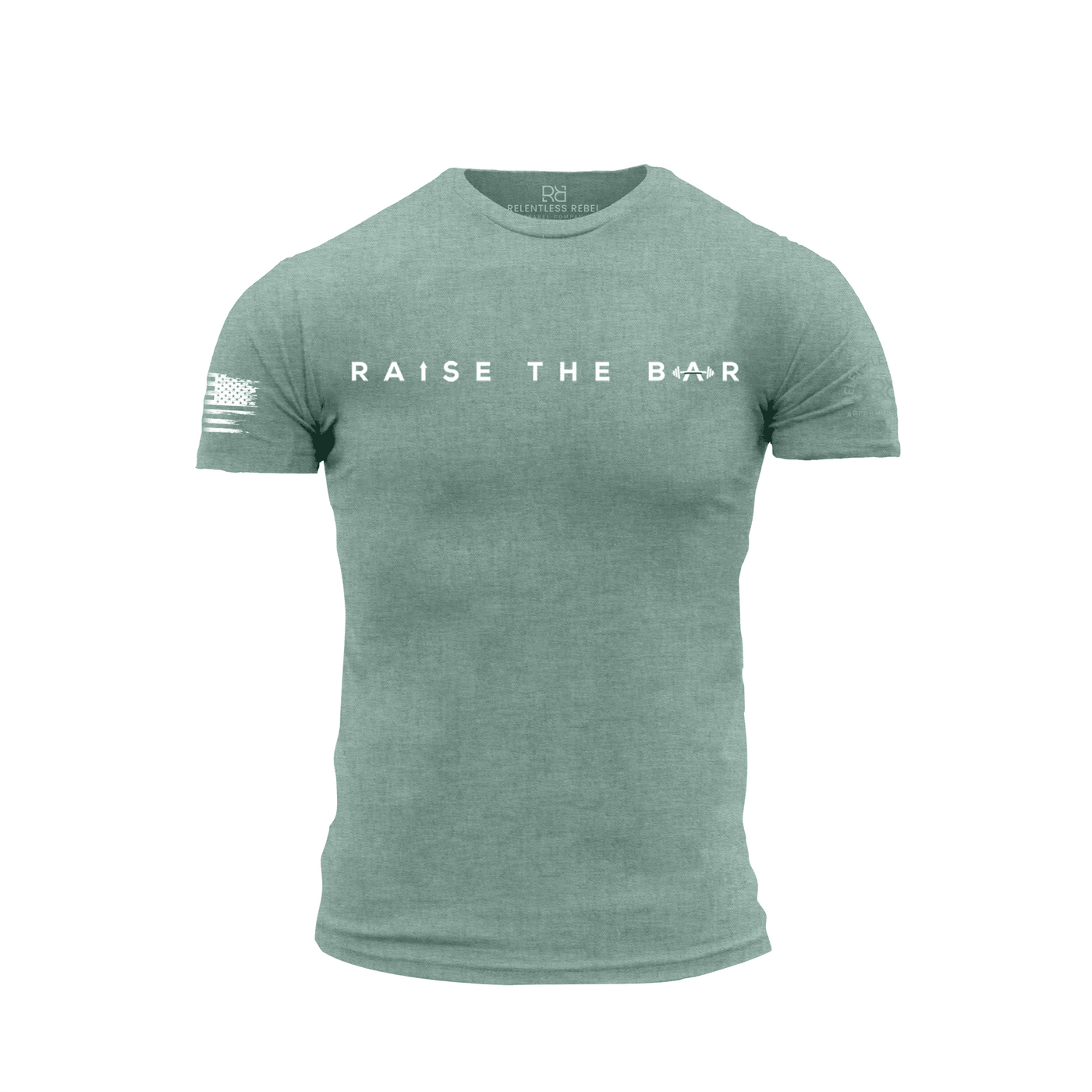 Heather Sage Men's Raise the Bar Front Design Tee