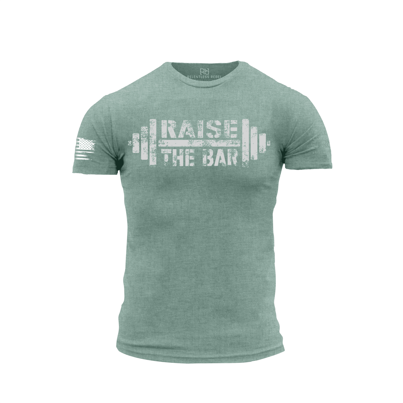 Heather Sage Men's Raise the Bar Front Design Tee