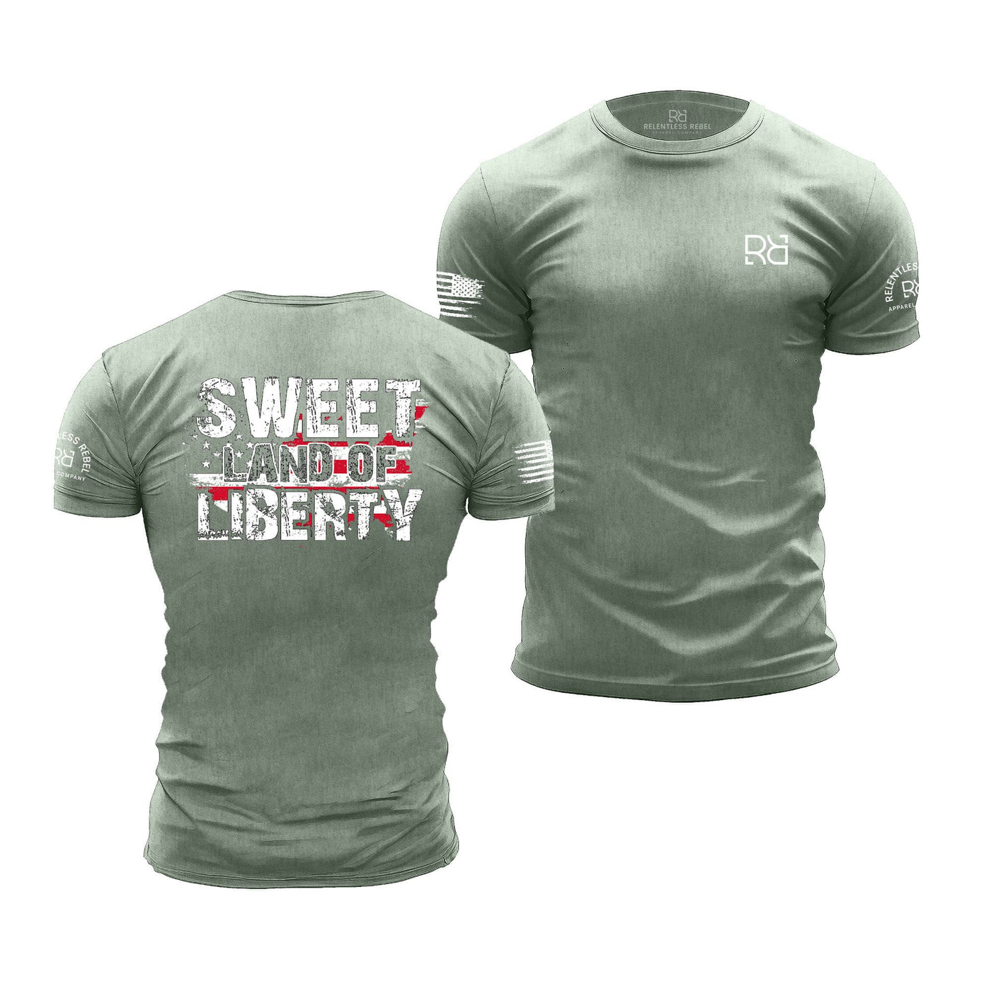 Heather Sage Sweet Land of Liberty - Premium Men's Tee