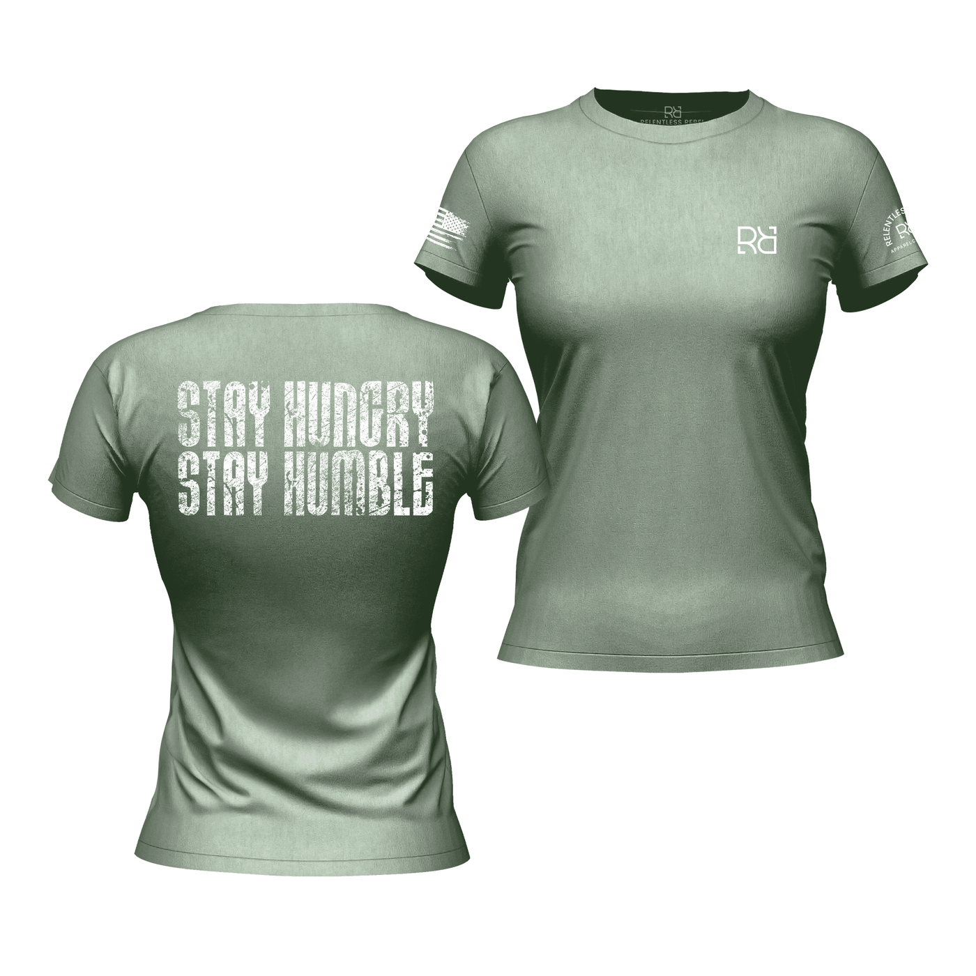 Stay Hungry Stay Humble Heather Sage Women's Tee