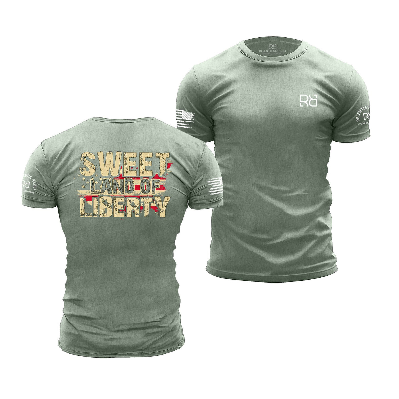 Heather Sage Sweet Land of Liberty - Premium Men's Tee