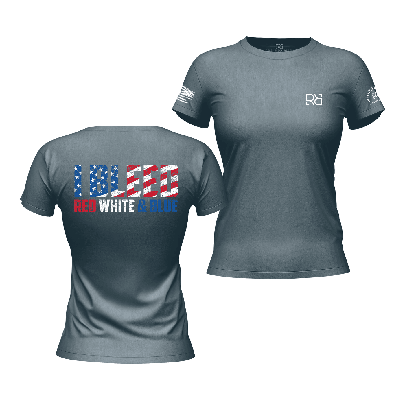 I Bleed Red White and Blue Heather Slate Women's Tee