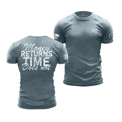 Heather Slate Men's Money Returns Time Does Not Back Design Tee