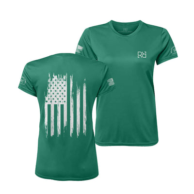 Hunter Green Rebel Patriot Flag Women's Dry Fit Tee