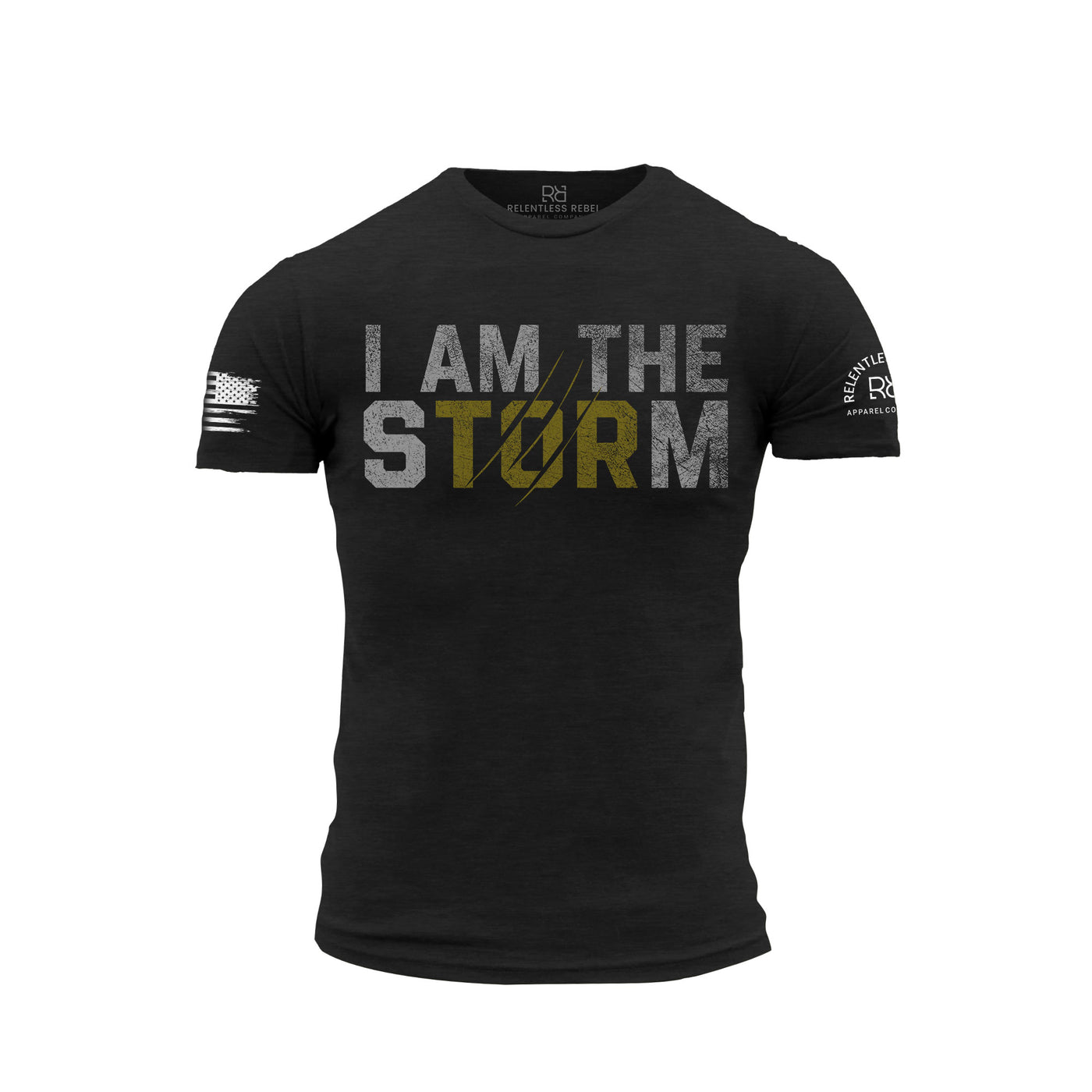 Solid Black Men's I Am The Storm Front Design Tee
