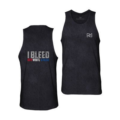 Solid Black Men's I Bleed Red White & Blue Back Design Tank