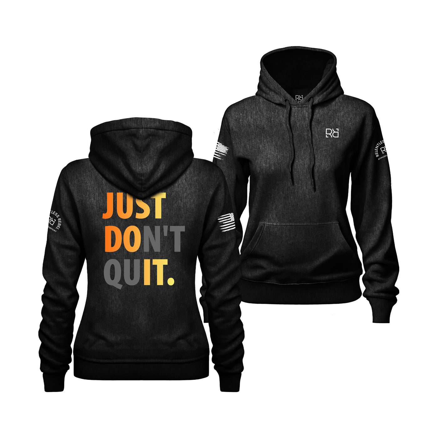 Solid Black Women's Just Don't Quit Back Design Hoodie