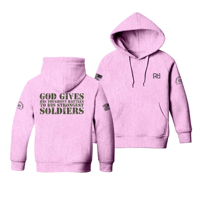 Light Pink God Gives His Toughest Battles Youth Hoodie