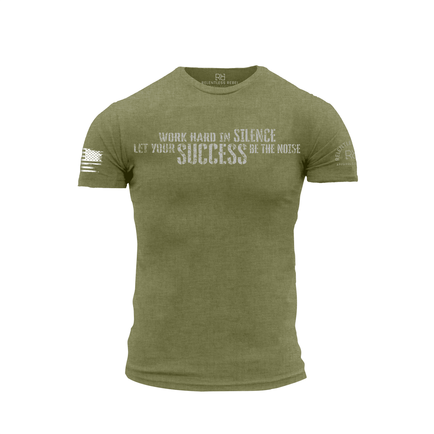 Military Green Work Hard in Silence... | Front | Premium Men's Tee