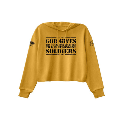 Mustard God Gives His Toughest Battles Women's Cropped Hoodie