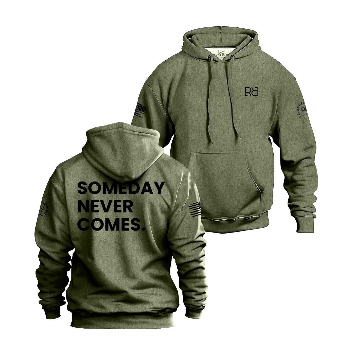 Military Green Someday Never Comes Men's Hoodie