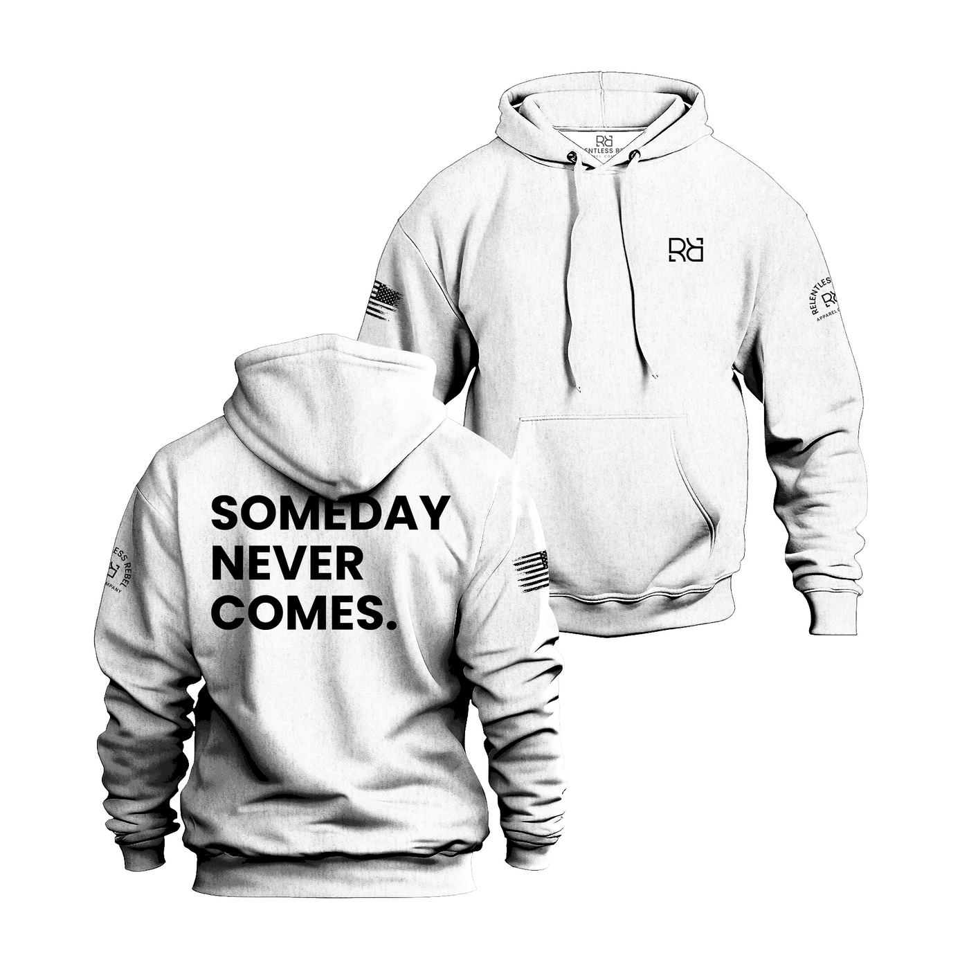 Relentless White Someday Never Comes Men's Hoodie