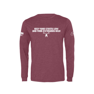 Maroon Keep Your Squats Low Men's Long Sleeve Tee