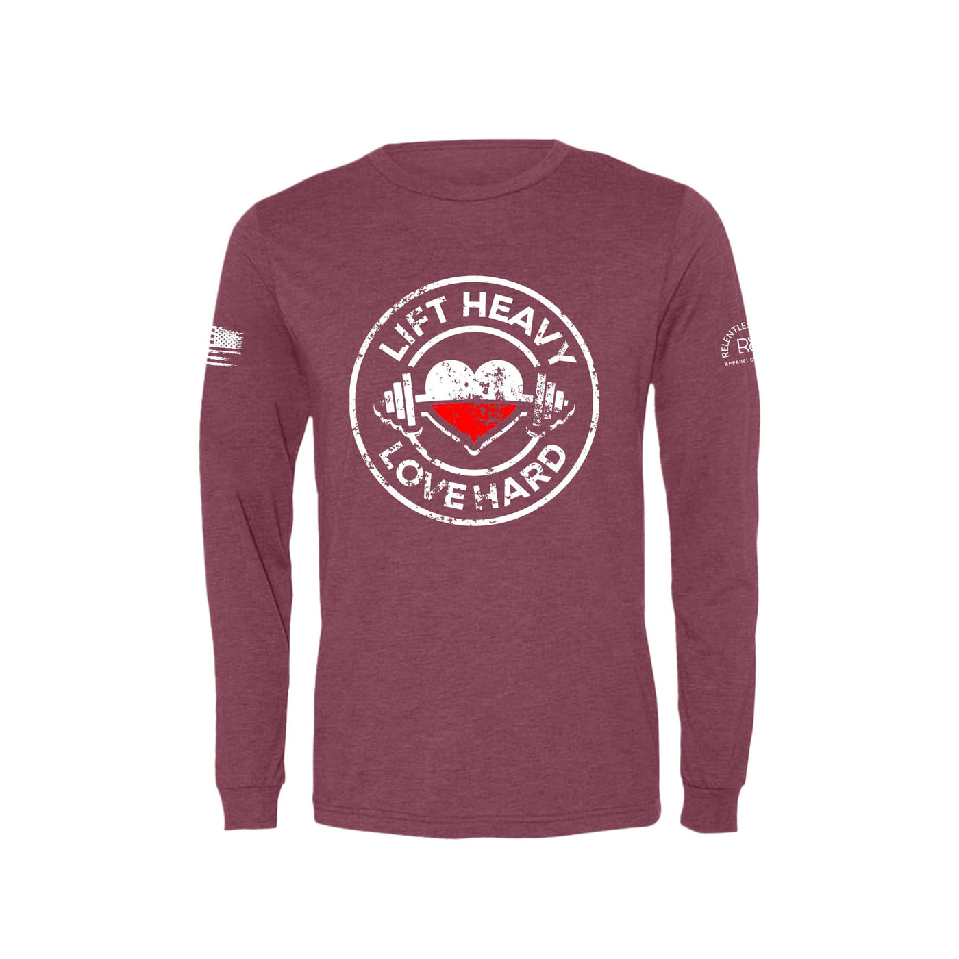 Maroon Lift Heavy Love Hard Men's Long Sleeve