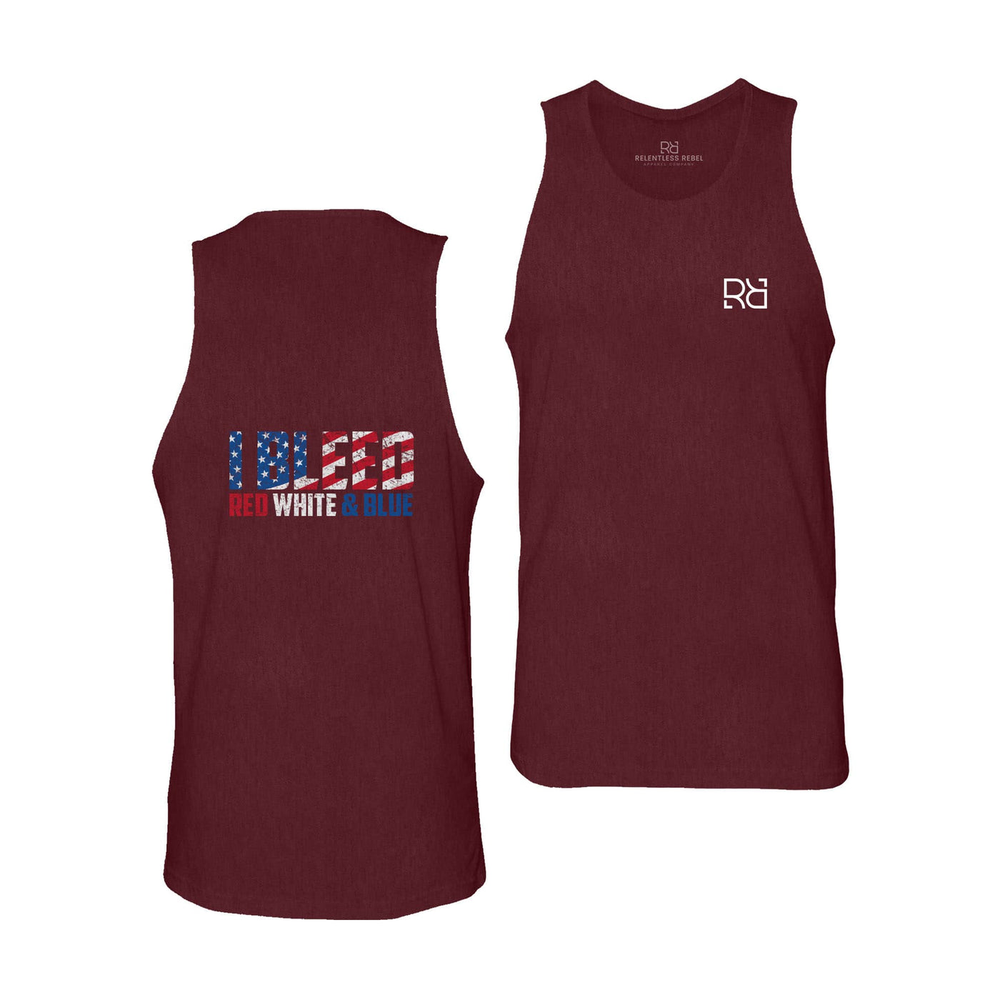 Maroon Men's I Bleed Red White & Blue Back Design Tank