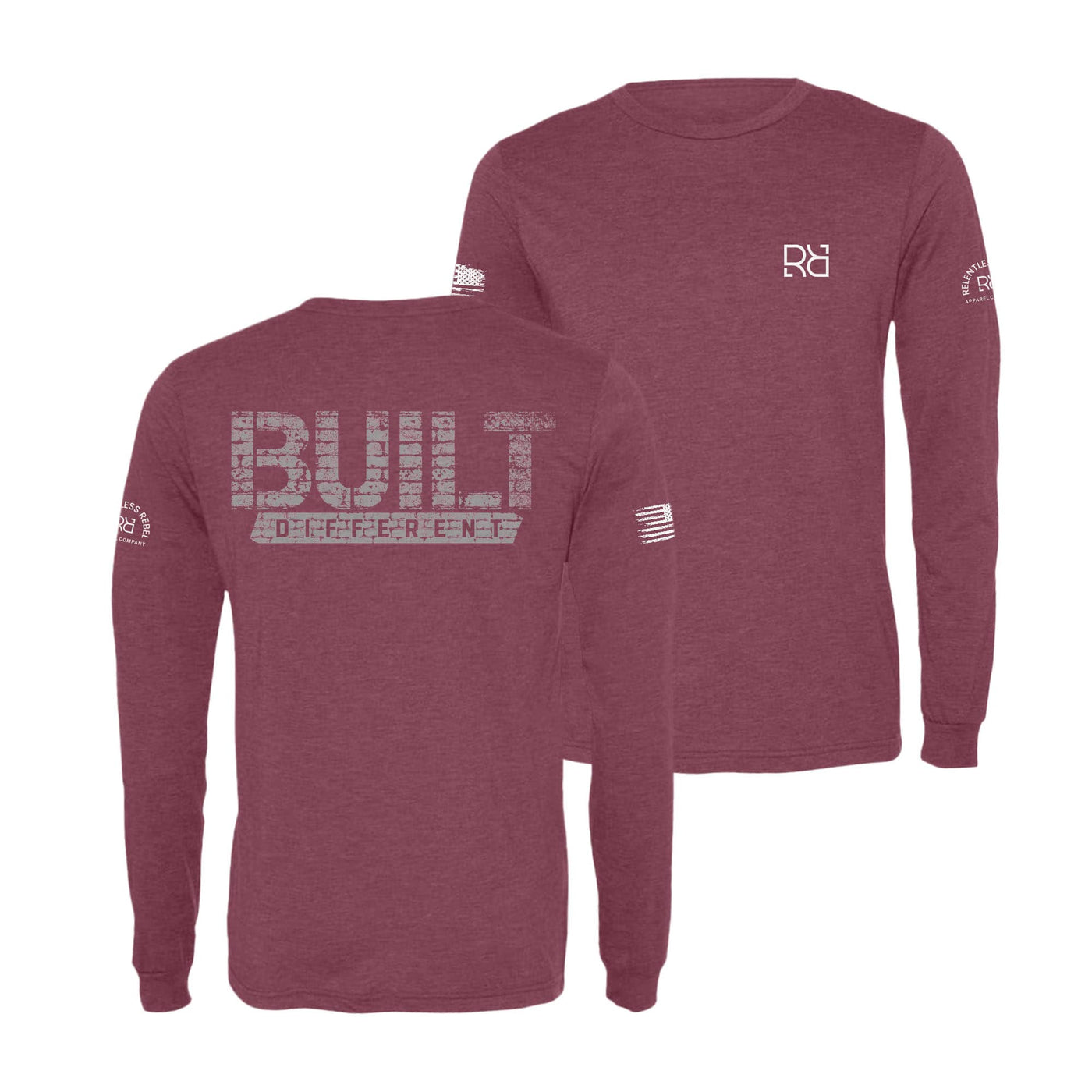 Maroon Built Different Men's Long Sleeve