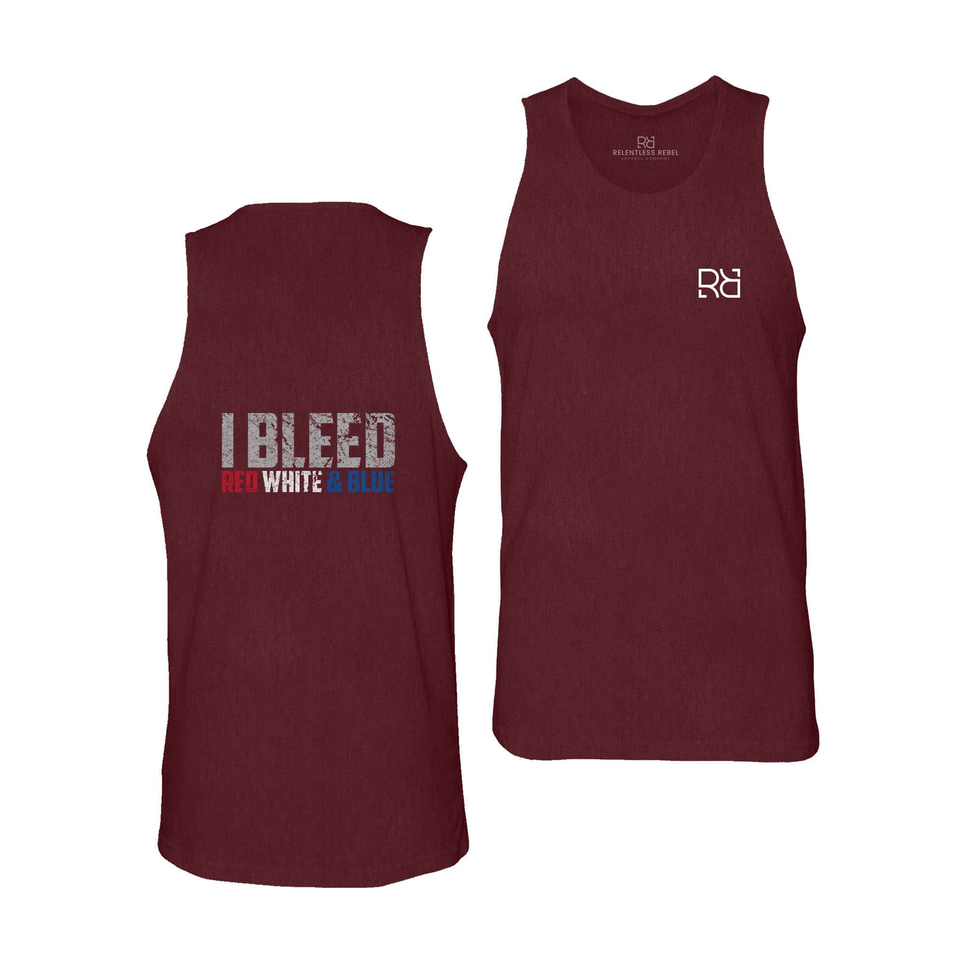 Maroon Men's I Bleed Red White & Blue Back Design Tank