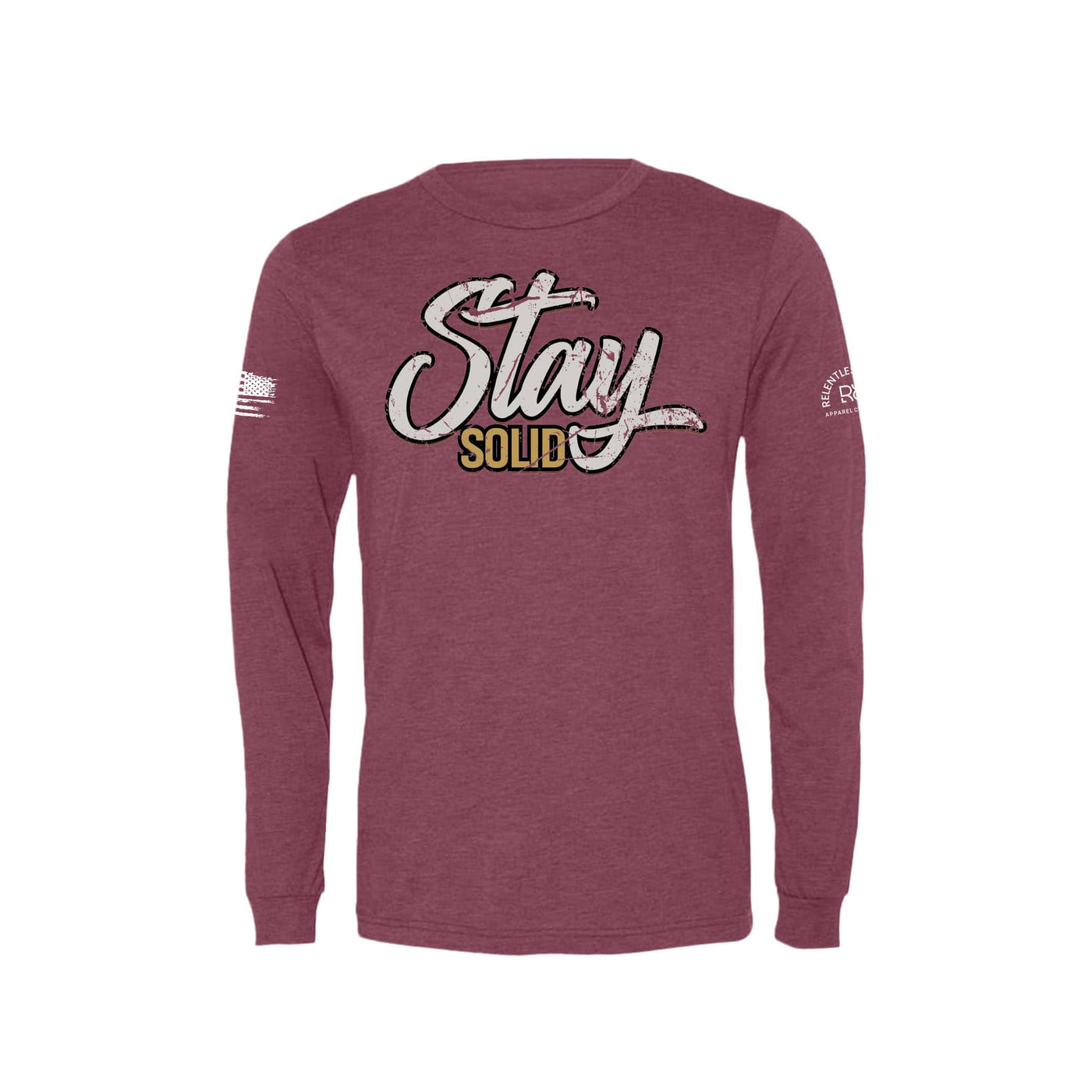 Maroon Stay Solid Men's Long Sleeve Tee