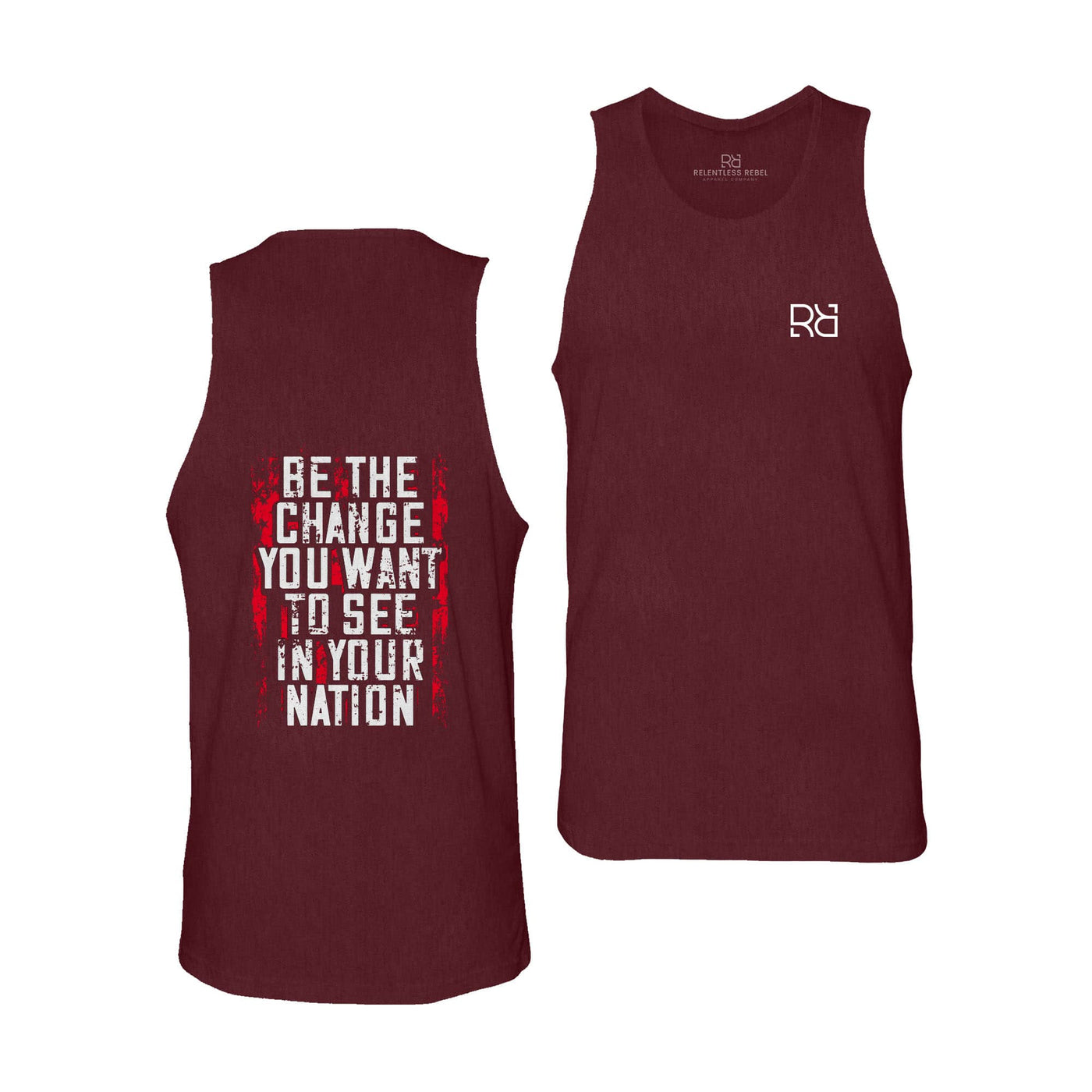 Maroon Men's Be The Change Back Design Tank