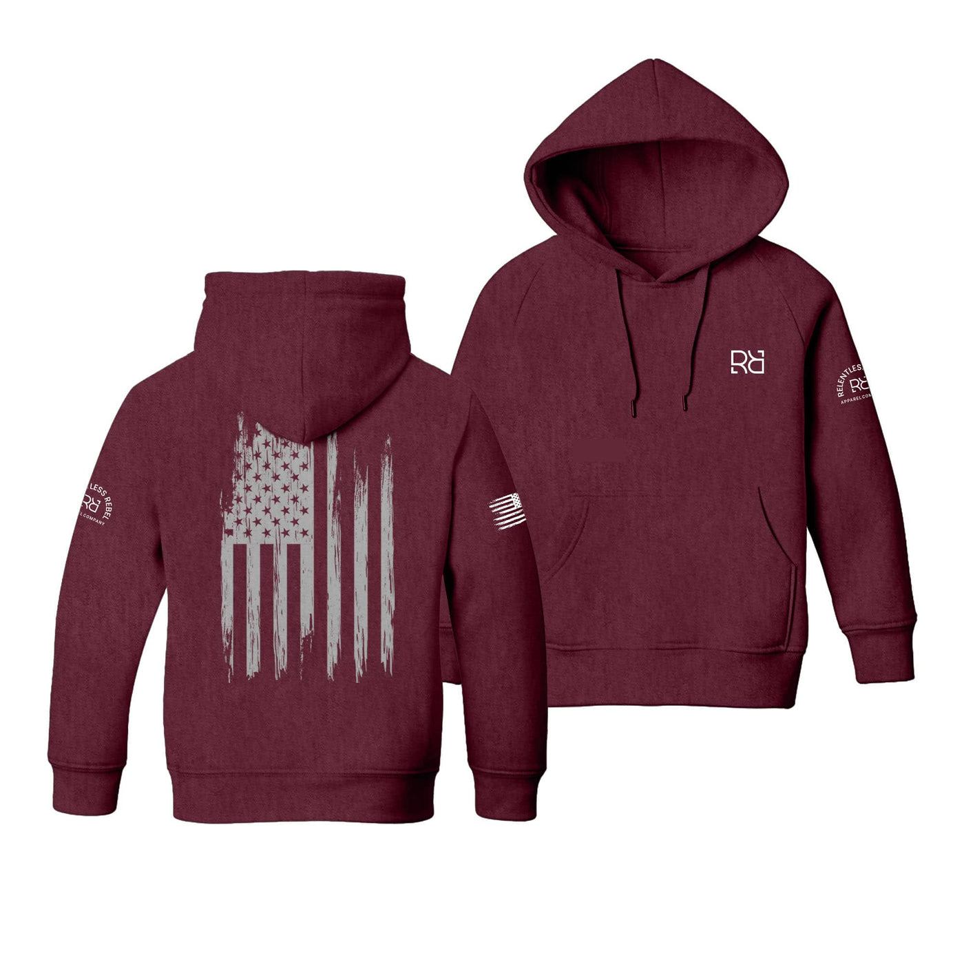 Maroon Rebel Patriot Flag Youth Hoodie