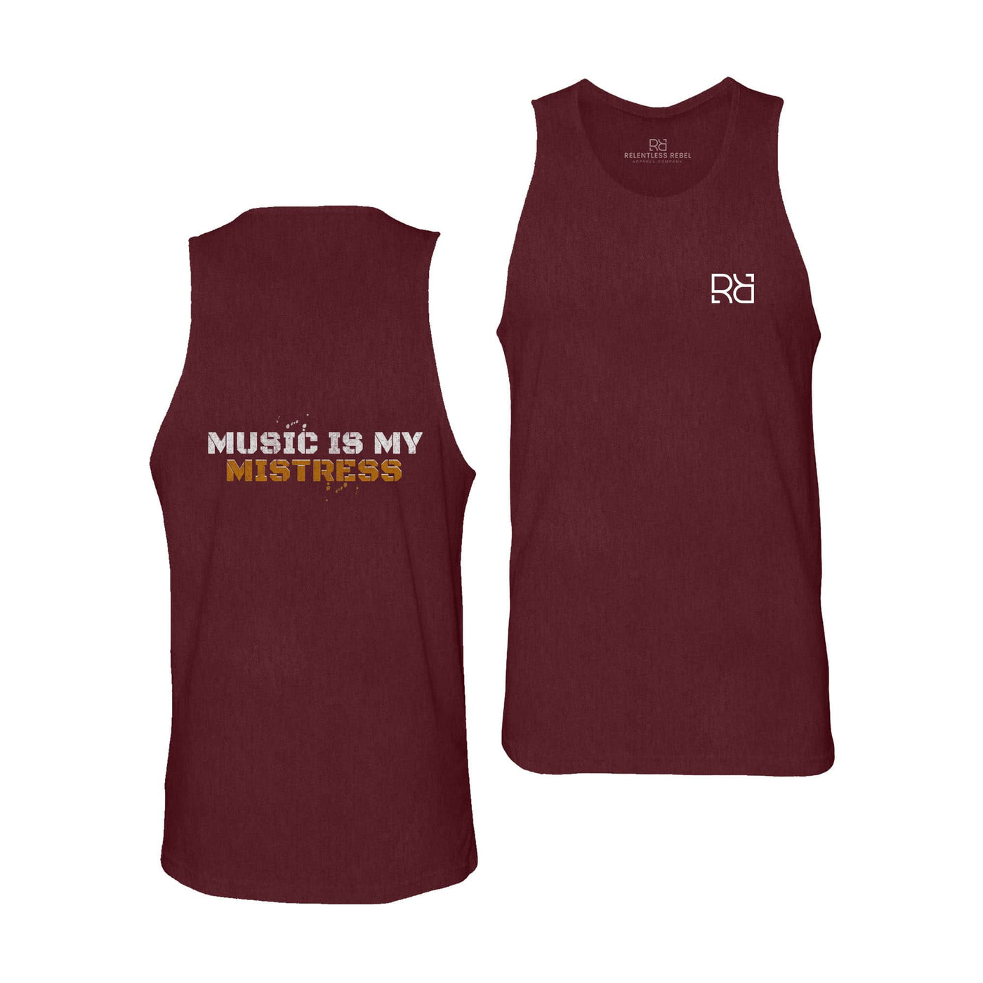 Maroon Men's Music Is My Mistress Back Design Tank