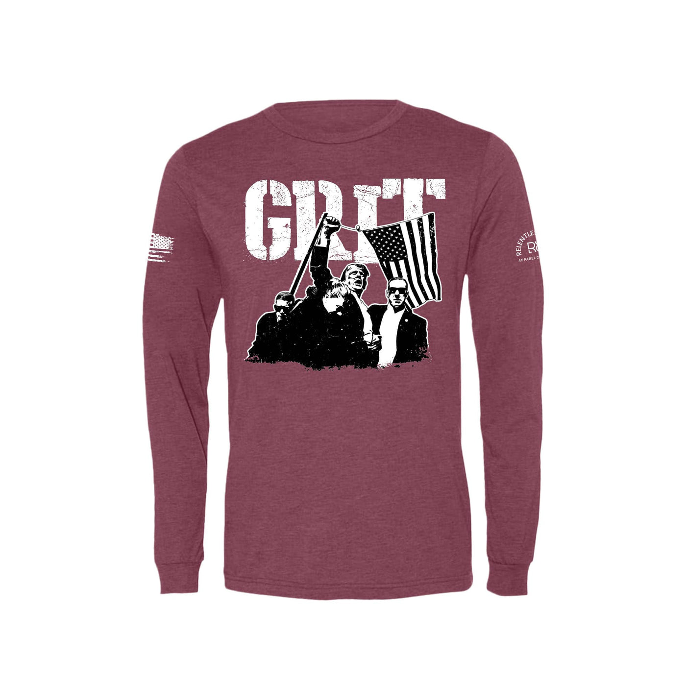 Maroon GRIT DJT Men's Long Sleeve