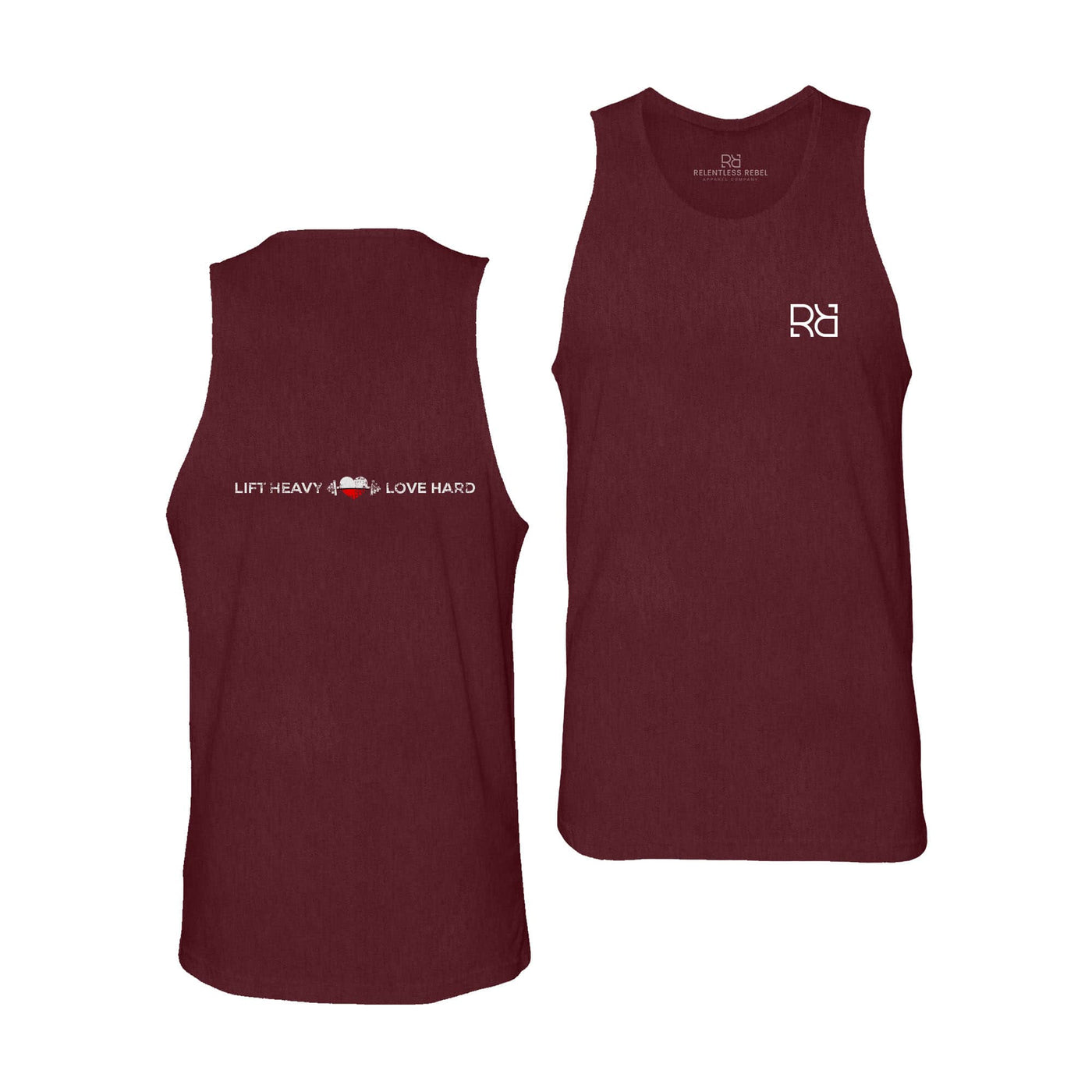 Maroon Men's Lift Heavy Love Hard Back Design Tank