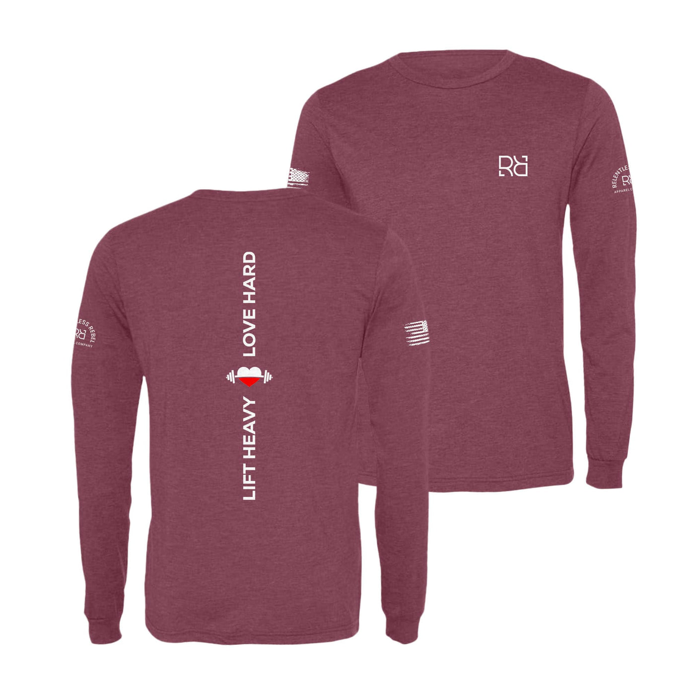 Maroon Lift Heavy Love Hard Men's Long Sleeve