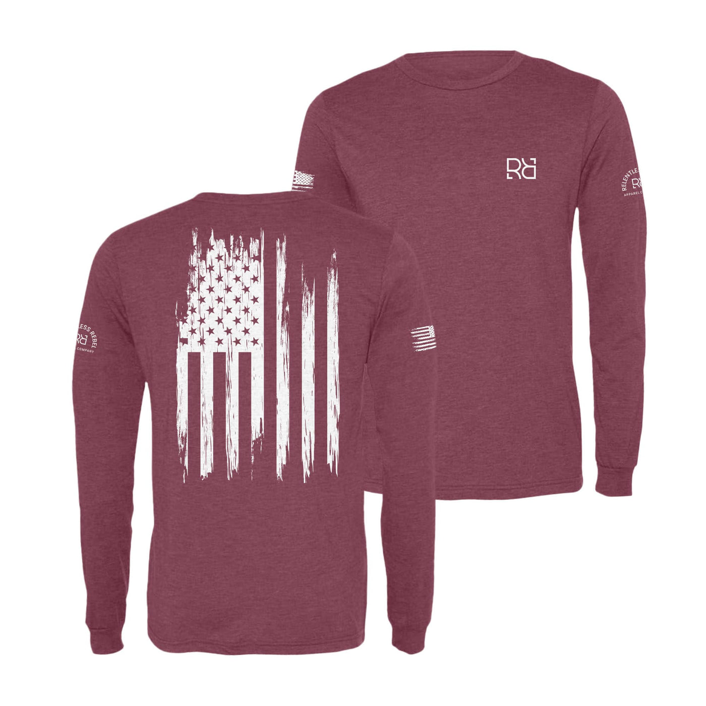 Maroon Rebel Patriot Flag Long Sleeve Shirt