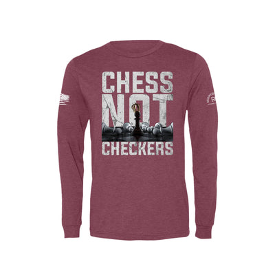 Maroon Chess Not Checkers Men's Long Sleeve Tee