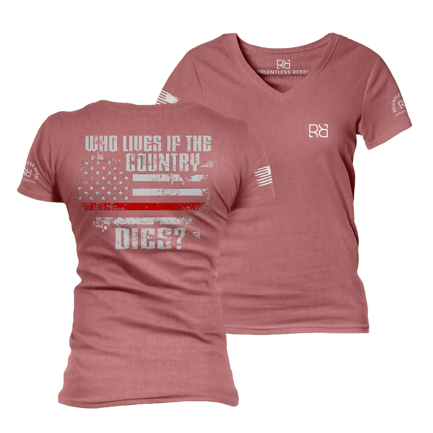 Mauve Who Lives if the Country Dies Women's V-Neck Tee