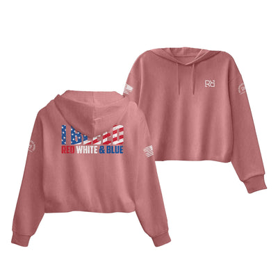 Mauve I Bleed Red White and Blue Women's Cropped Hoodie