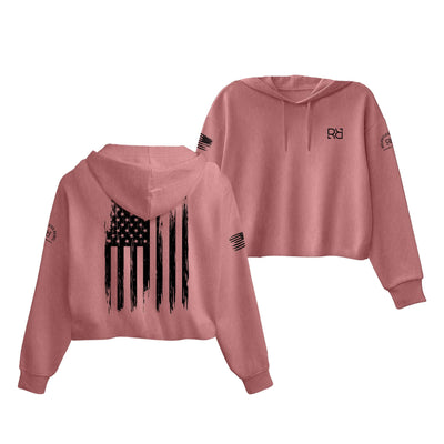 Mauve Rebel Patriot Flag Women's Cropped Hoodie