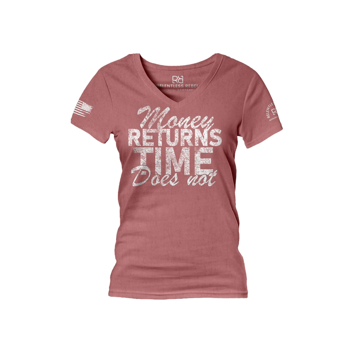 Mauve Money Returns Time Does Not Women's V-Neck Tee